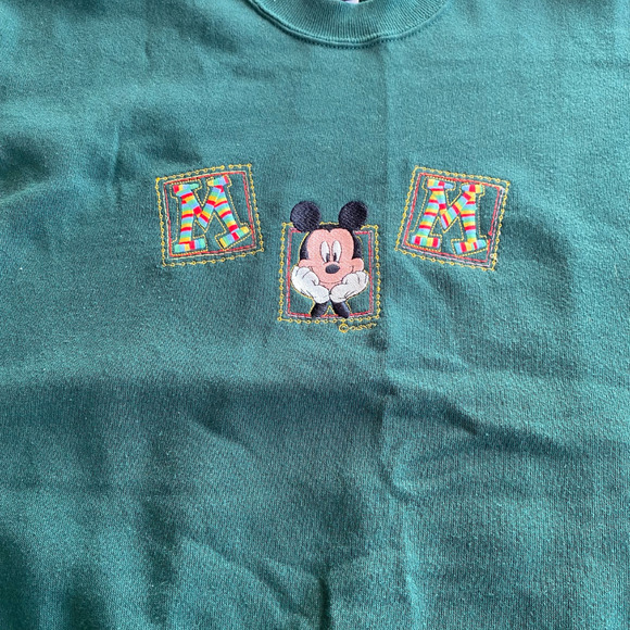 VTG Mickey Unlimited Mickey Mouse MOM Embroidered Green Pullover Sz L READ - Picture 7 of 9